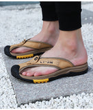 Summer Men's Flip-Flops Outdoor Genuine Leather Sandals Luxury Brand Designer Slipper Casual Beach Slipper Mart Lion   