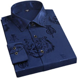 Spring Men's Long-sleeved Shirt Tiger Print Orange Lapel Single-breasted Top Hanfu Slim Fit MartLion 3 M 