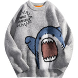 Shark Sweater Men's Winter Cartoon Harajuku Korean Y2k Oversized Turtleneck Hip Hop Loose Knit Jumper Pullover High Collar MartLion Gray S China