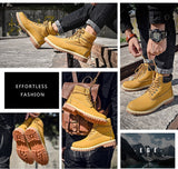 Men's Genuine leather Boots Autumn Winter Casual Shoes Classic retro Comfy Lace-up Outdoor Mart Lion   