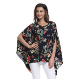 Women Blouses Print Chiffon Blouse Shirt Batwing Sleeve Casual MartLion picture color 11 6XL 