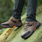 Spring Autumn Men's Work Casual Shoes Outdoors Leather Round Toe Sneakers Climbing Hiking Mart Lion   