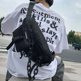Large Capacity Crossbody Bag Chest Unisex Street Style Hip Belt Phone Pouch Chain Decoration Men's Travel Waist Pack Mart Lion   