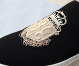 Men's Casual Shoes Black Suede Leather Party Luxury Embroidery Flat Tide Slip-On Loafers Mart Lion   