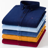  100% Cotton Corduroy Shirt Men's Casual Long Sleeve Regular Fit Dress Pocket Mart Lion - Mart Lion