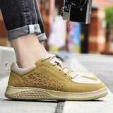 Men's genuine Leather Shoes lace up Trend outdoor British High Top Sneakers Moccasins Mart Lion   