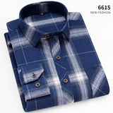 Fall Smart Casual Men's Flannel Plaid Shirt Brand Office Long Sleeve Shirt Clothes Mart Lion 6615 Asian XS Label 38 