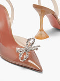 Rhinestones Bowknot Women Pumps clear PVC High heels Jelly Shoes Summer Ladies Wedding Bridal MartLion   