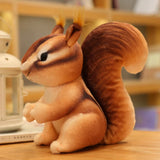 1pc 25cm Squirrel Plush Toy Stuffed Simulation Striped Squirrel Forest Animals Cute Cartoon Animals Toys For Kids Xmas Gift MartLion brown striped about 20-22cm 