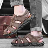 Summer Genuine Leather Men's Sandals Lightweight Men's Outdoor Beach Casual Shoes Sneakers MartLion   
