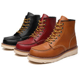 Red Retro Men's Boots Classic Platform Motorcycle Comfort Genuine Leather Winter hombre Mart Lion   