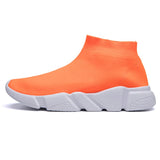 High Top Sock Sneakers Men's Shoes Unisex Basket Flying Weaving Breathable Slip On Trainers Shoes zapatillas mujer Mart Lion 1-orange 5.5 