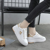 White Shoes Women Sneakers Platform Rhinestone Femme Bee Lady Patchwork MartLion   