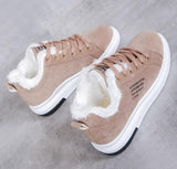 Winter Women Shoes Warm Fur Plush Lady Casual Lace Up Sneakers Platform Snow Mart Lion   