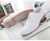 3CM Heels Men's Wedding Shoes Genuine Leather White Black Oxford Dress Suit Lace Up Point Toe Formal Handmade Mart Lion   