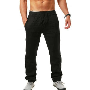 Pants Men's Cotton Linen Trousers Joggers Casual Solid Elastic Waist Straight Loose Sports Running Pants Clothing MartLion Picture color 4 M 