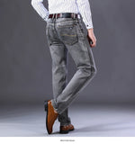 Men's Stretch Regular Fit Jeans  Casual Classic  Denim Trousers Male Black Blue Gray Pants MartLion   