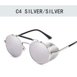 Retro Round Metal Frame Sunglasses Steampunk Men's Punk Women  Luxury Brand Designer Glasses Oculos De Sol Shades UV Protection Mart Lion Silver multi 
