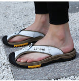 Summer Men's Flip-Flops Outdoor Genuine Leather Sandals Luxury Brand Designer Slipper Casual Beach Slipper Mart Lion   