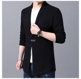 Cardigan Men's Sweaters Spring Autumn Casual Cardigan Jacket Solid Color Long Windbreaker Single Button Coats Mart Lion   