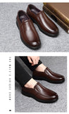 Men's Dress Shoes Genuine Leather Breathable Middle Aged Round Toe Wedding Footwear Flat 896 - MartLion