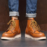 Red Retro Men's Boots Classic Platform Motorcycle Comfort Genuine Leather Winter hombre Mart Lion   