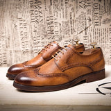 Fotwear Men's Brogue Shoes Classic Formal Oxfords Leather Dress Wedding Adult Lace Up Footwear Mart Lion   
