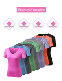  Sports Top For Women Sport Fitness T Shirt Yoga Tops V-neck Quick Dry Running Mart Lion - Mart Lion