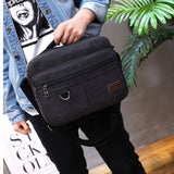 Retro Travel Crossbody Bag Flip Solid Color Casual Messenger Canvas Zipper Multifunctional men's Shoulder Mart Lion   