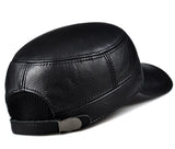 Winter Genuine Leather Cap Men's Flat Caps Warm Army Military Hat Elegant Baseball British Vintage Cowhide Leather Hat MartLion   