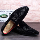 Movechain Arrive Men's Genuine Leather Loafers Casual Shoes Rhinestone Driving Flats Dress Wedding Mart Lion   
