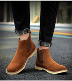 Winter Warm Plush Men's Boots Cow suede Chelsea Non-slip Snow Handmade Ankle Mart Lion   