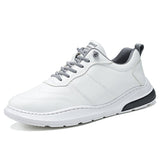 Men's Shoes Leather White Breathable Sneakers Autumn All-Match Casual Zapatillas Hombre Mart Lion Grey and white 6 