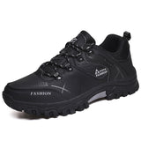 Spring Autumn Men's Work Casual Shoes Outdoors Leather Round Toe Sneakers Climbing Hiking Mart Lion Black 7 