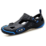 Men's Beach Sandals Outdoor Non-slip Water Shoes Summer Unisex Soft Light Hiking Slippers Sneakers Mart Lion Black Blue 7.5 