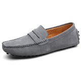 Men's Leather Loafers Casual Shoes Moccasins Slip On Flats Driving Mart Lion Gray 8 