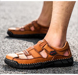 Classic Men's Sandals Summer Genuine Leather Outdoor Casual Lightweight Slipper Mart Lion   