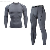 Compression Men's Sports underwear MMA rash guard Fitness Leggings Jogging T-shirt Quick dry Gym Workout Sport MartLion grey S 