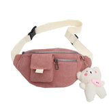 Women Bag Canvas Waist Young Girl Outdoor Chest Phone Casual Fanny Packs Cute Leisure Small Chest Bags Mart Lion Pink waist bag  