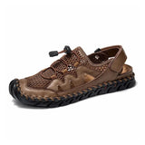 Summer Shoes Men's Beach Sandals Flat Non-slip Summer Holiday Summer Footwear MartLion Khaki dark brown 7 