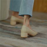 Genuine Leather Women Shoes Butterfly-knot Spring and Autumn Pumps Slip-On Casual Chunky Heel MartLion   