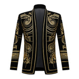 Men's Heavy Handmade Gold Rope Embroidery Velvet Blazer Button Military Uniform Suit Jacket for Wedding Party Stage Performance MartLion   