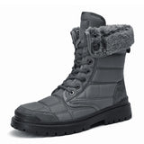 Brand Winter Men's Snow Boots Warm Plush Waterproof Leather Ankle Outdoor Non-slip Hiking Sneakers Mart Lion 17 Gray 6.5 