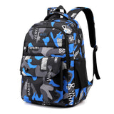 Leisure Bag Junior High  Backpack Camouflage School Students Trend Shoulder Bag Back To School Mart Lion Blue 20 inches 