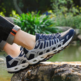 Leather Men's Casual Shoes Male Summer Mesh Breathable Sneakers Rubber Sole Hiking Outdoor Zapatos De Hombre Mart Lion   