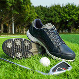 Men's Golf Shoes Waterproof Golf Sneakers Outdoor Golfing Spikes Shoes Jogging Walking Mart Lion   