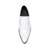 Spring White Snake Skin Slip On Men's Dress Shoes Genuine Leather Party Wedding Flats Formal Loafer MartLion   