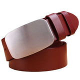 belt men's full grain cowhide genuine leather waist belt 3.8cm wide strap red brown black gold MartLion red steel 100cm 