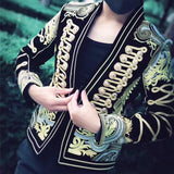 Black Gold Men's Slim Suit Embroidered Coat Chinese Style Phoenix Robe Casual Dress MartLion   