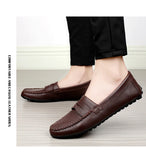 Men's Loafers Cow Leather Shoes Casual Flat Slip MartLion   